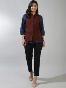 Fabindia Mandarin Collar Sleeveless Pure Wool Nehru Jackets