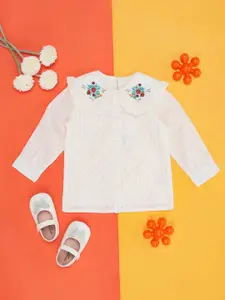 Pantaloons Baby Girls Floral Embroidered Cotton Top