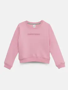 mackly Girls Typography Printed Pullover Sweatshirt