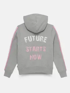 mackly Girls Typography Printed Hooded Pullover Sweatshirt