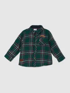 max Boys Tartan Checked Spread Collar Pure Cotton Casual Shirt