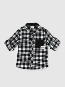 max Boys Tartan Checks Spread Collar Long Sleeves Cotton Casual Shirt