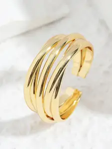 MYKI Gold-Plated Cubic Zirconia Studded Finger Ring
