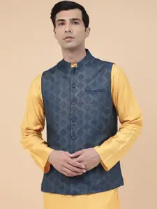 Fabindia Printed Mandarin Collar Nehru Jacket