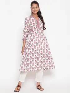 SAVI Floral Printed A-Line Kurta