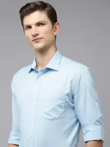 Park Avenue Pure Cotton Self Design Textured Slim Fit Opaque Formal Shirt