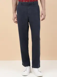 Fabindia Men Mid Rise Straight Fit Linen Regular Trousers