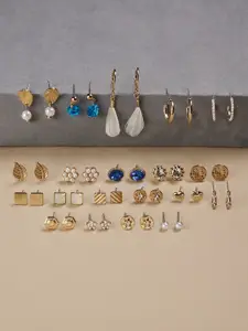 Zaveri Pearls Set Of 20 Gold Plated Studs Earrings