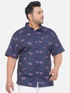 Santonio Plus Size Classic Conversational Printed Pure Cotton Casual Shirt