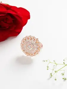 Zaveri Pearls Rose Gold Plated CZ-Studded Adjustable Finger Ring