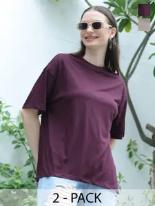 TITTLI Pack Of 2 Pure Cotton Drop-Shoulder Sleeves Oversized T-shirt