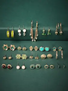 Zaveri Pearls Set Of 20 Gold Plated Studs Earrings