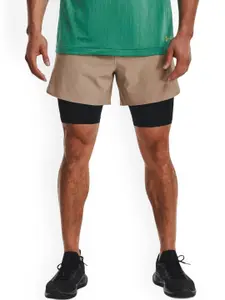 UNDER ARMOUR Men Brand Logo Printed Peak Woven 2-in-1 Slim-Fit Sports Shorts