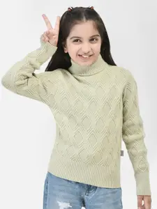 Crimsoune Club Girls Cable Knit Turtle Neck Pullover Sweater