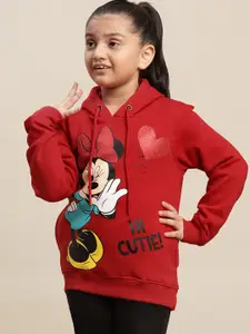 Kids Ville Girls Mickey & Friends Printed Hooded Cotton Sweatshirt
