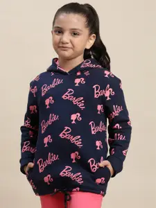Kids Ville Girls Barbie Printed Cotton Hooded Sweatshirt