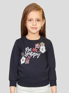 Peppermint Girls Typography Printed Embellished Sweatshirt