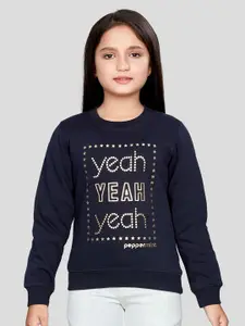 Peppermint Girls Typography Printed Pullover Sweatshirt