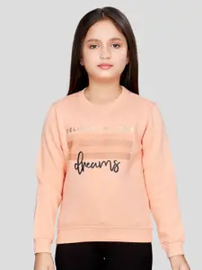 Peppermint Girls Typographic Printed Round Neck Pullover Sweatshirt