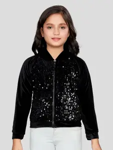 Peppermint Girls Embellished Hooded Front Open Sweatshirt