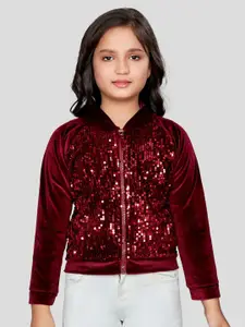 Peppermint Girls Embellished Front Open Sweatshirt