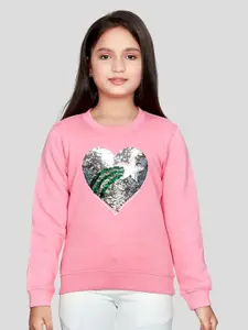 Peppermint Girls Self Design Embellished Sweatshirt