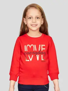 Peppermint Girls Typography Printed Pullover Sweatshirt