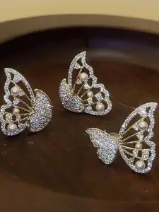 Krelin Gold-Plated Stone-Studded Butterfly Earrings