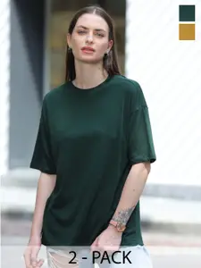 TITTLI Pack Of 2 Drop-Shoulder Sleeves Oversized Pure Cotton T-shirt