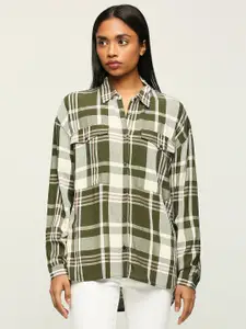 Pepe Jeans Spread Collar Checked Oversized Casual Shirt