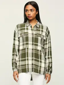 Pepe Jeans Spread Collar Checked Oversized Casual Shirt