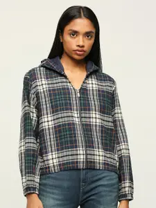 Pepe Jeans Checked Hooded Classic Cotton Casual Shirt