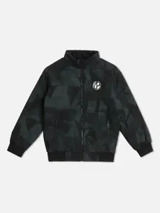 Pepe Jeans Boys Printed Mock Collar Reversible Bomber Jacket