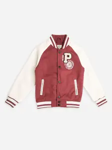 Pepe Jeans Boys Colourblocked Mandarin Collar Patchwork Detail Bomber