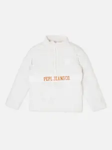 Pepe Jeans Boys Typography Printed Mock Collar Bomber Jacket