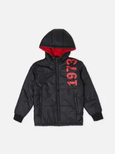 Pepe Jeans Boys Typography Printed Hooded Bomber Jacket