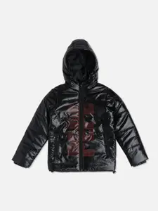 Pepe Jeans Boys Typography Printed Hooded Puffer Jacket