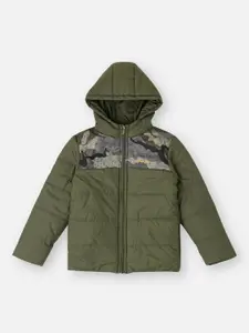 Pepe Jeans Boys Colourblocked Hooded Longline Padded Jacket
