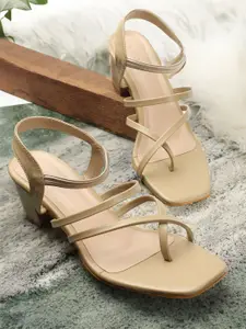 ICONICS Strappy One Toe Block Heels With Backstrap
