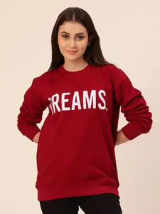 Lounge Dreams Typography Printed Cotton Pullover Sweatshirt