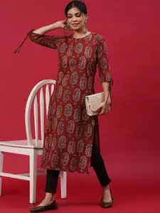 Anouk Ethnic Motifs Printed Cotton Straight Kurta