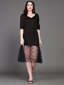 Ziva Fashion Puff Sleeves Cotton Sheath Dress