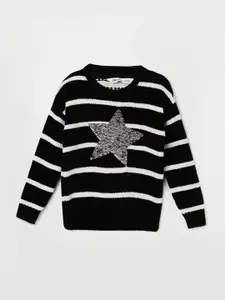Fame Forever by Lifestyle Girls Striped Pullover with Embellished Detail
