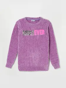 Fame Forever by Lifestyle Girls Typography Embroidered Sequinned Pullover