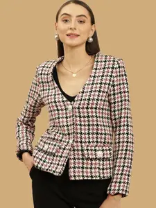 Beatnik Checked Shawl Collar Long Sleeves Single-Breasted Cotton Comfort Fit Blazers