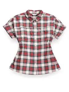 U.S. Polo Assn. Kids Girls Checked Cotton Shirt Dress