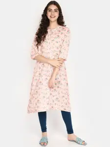 V-Mart Floral Printed Mandarin Collar A-Line Kurta