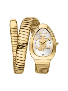 Just Cavalli Women Gold-Plated Stainless Steel Wrap Around Straps Analogue Watch