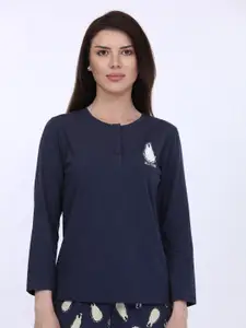 MAYSIXTY Henley Neck Pure Cotton Lounge Tshirts