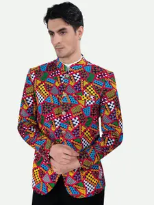 FRENCH CROWN Embroidered Mandarin Collar Long Sleeves Cotton Bandhgala Blazer